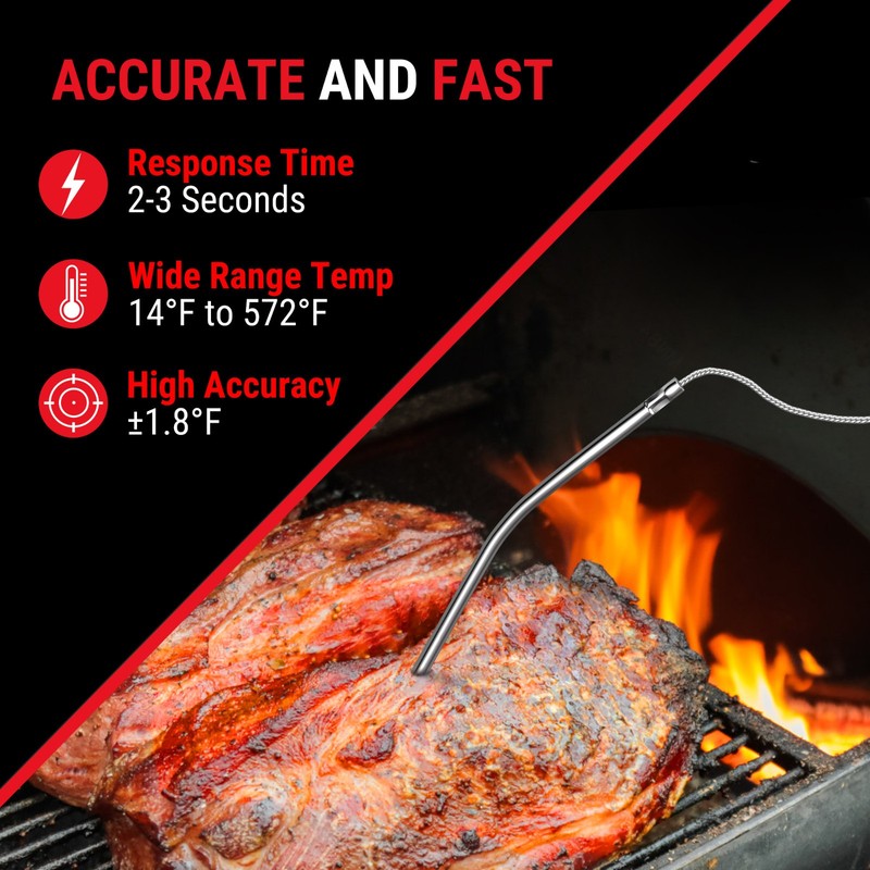 ThermoPro TP716 Digital Thermometer Oven Safe Backlit Display Precise CookingBBQ gallery