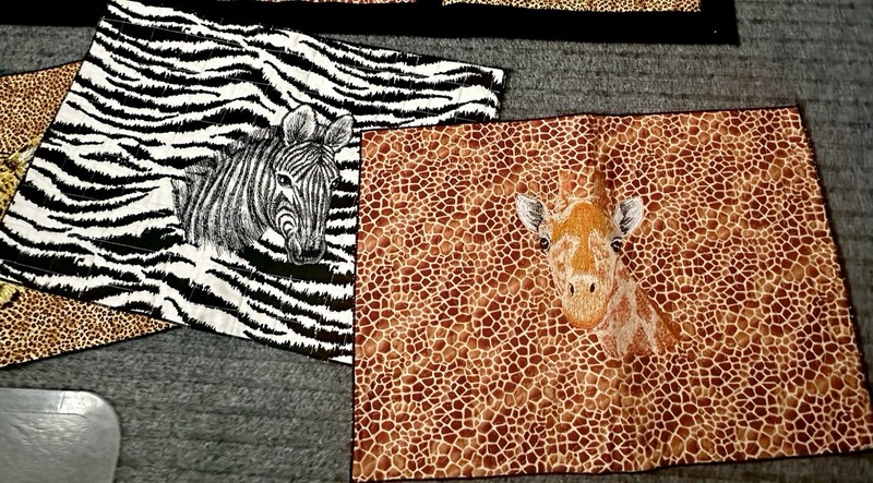 Reversible Quilted Safari Table Runner & 4 Placemats Set Jungle Animals Handmade gallery