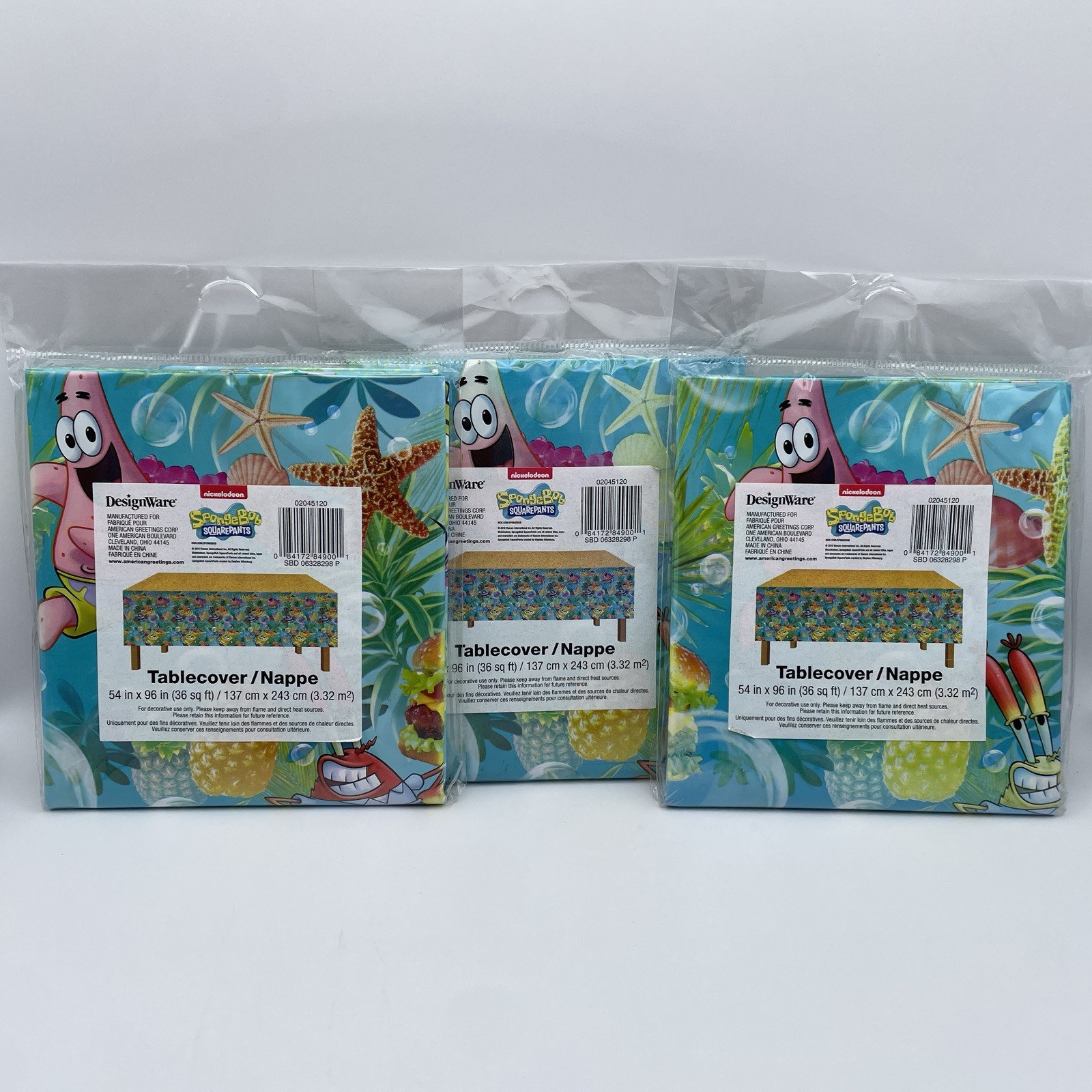 3 SpongeBob SquarePants Table Cloth 54x96 (36 SQ Ft) New Sealed Nickelodeon gallery