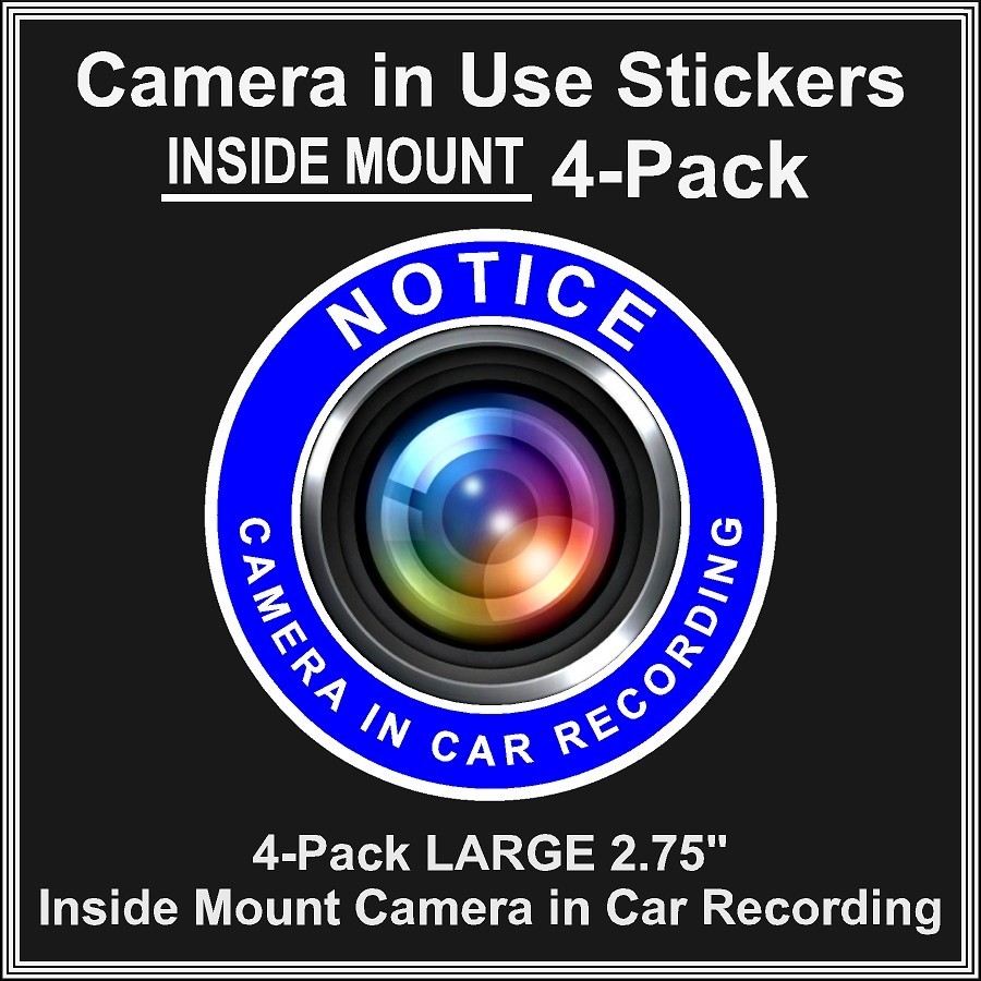 Camera in Car Recording Video 4-Pack INSIDE MOUNT Decals Blue White 2.75" gallery