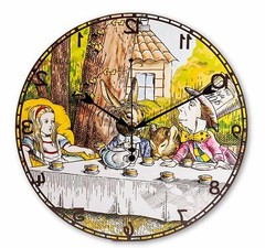 Alice Backwards Hanging Wall Clock Tea Party Novelty Gift Home Decoration
