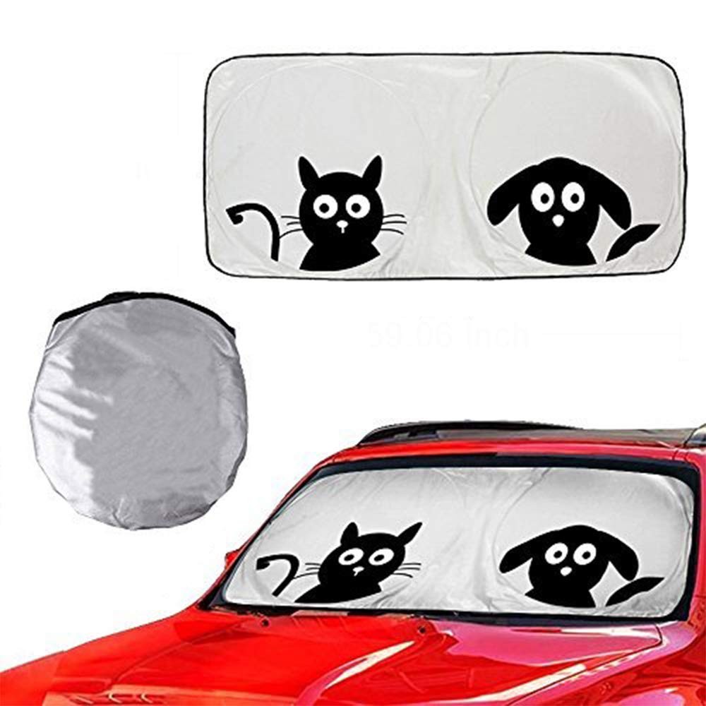 Homeya Windshield Sun Shade, Car Sunshade Front Window Cute Cartoon Black gallery