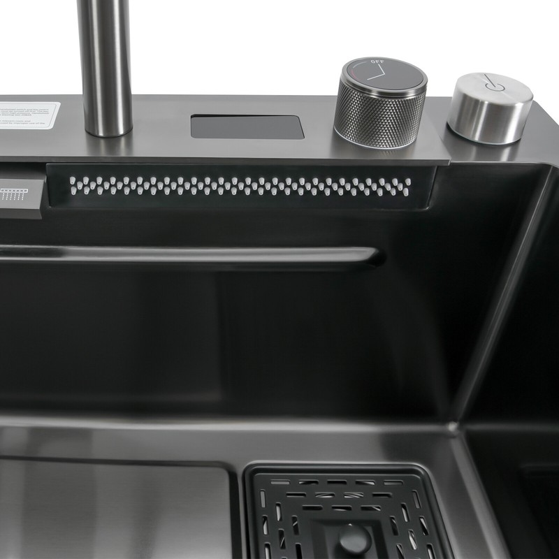 Kitchen Sink Double Basin Stainless Steel Sink Bowl W/ Pull-out Faucet gallery