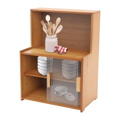 Kitchen Pantry Cabinet Small Storage Cabinet Cupboard with Sliding Glass Doors