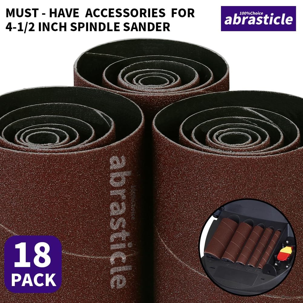 18 Pack Spindle Sander Sleeves, Sanding Sleeves for 4-1/2 inch(60 grit) gallery