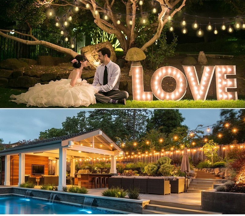 48ft 96ft String Lights S14 LED Shatterproof IP65 Outdoor Garden Patio w/Remote gallery
