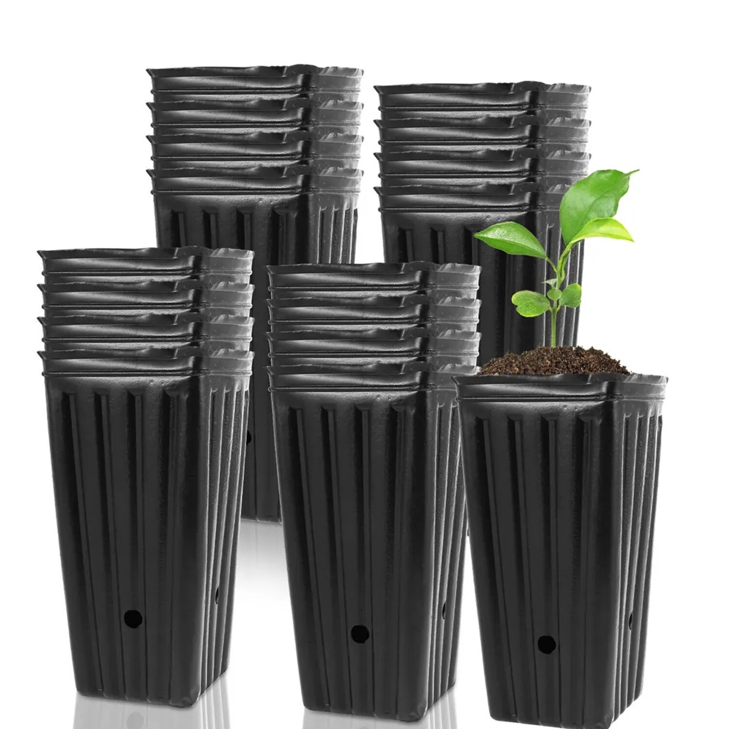 30Pack Deep Plant Nursery Pots Tall Seedling Flower Tree Plant Container Bags gallery