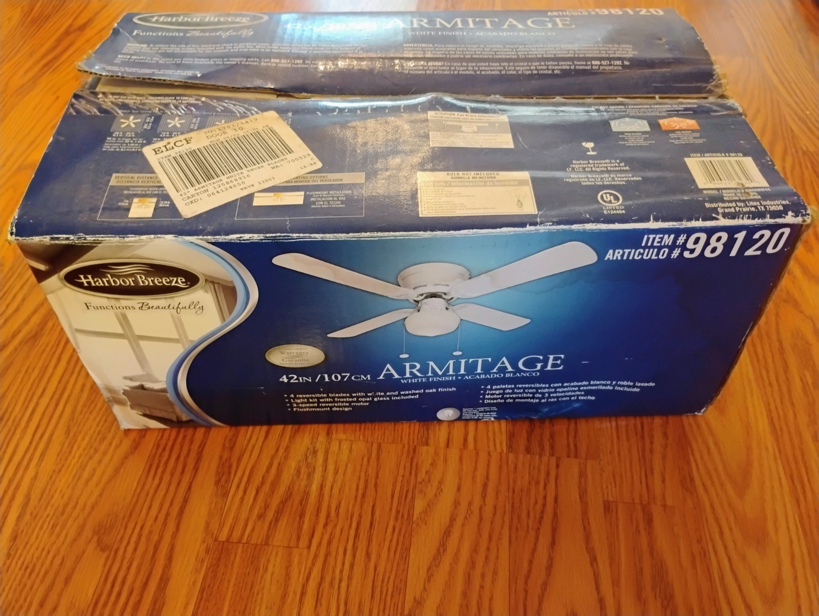 Harbor Breeze Armitage 98120 White 42 Inch 4 Reversible Blade Glass Bulb New gallery