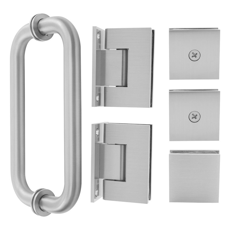 Shower Door Hardware Kit, Includes Shower Door Hinges and Handle, Glass Clamp gallery