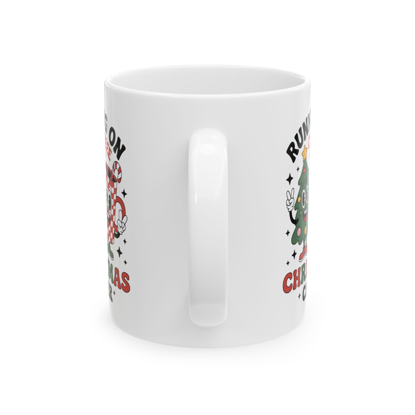 Christmas Coffee Mug Running on Coffee and Christmas Cheer Holiday Cup gallery