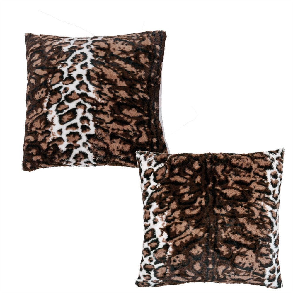 2x Soft Plush ML Leopard Print Faux Fur Decorative Throw Pillow Covers for Sofa gallery