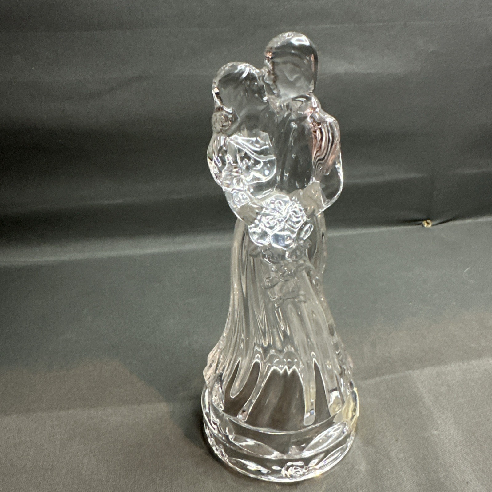 Princess House Cake Topper Crystal Wedding Bride And Groom 6.5” H Roses Clear gallery