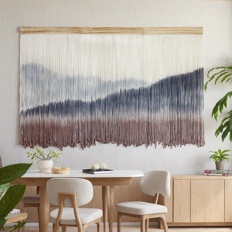 Extra Large Macrame Wall Hanging Tapestry - Boho Mountain Dip-Dye Decor 59"x38 gallery