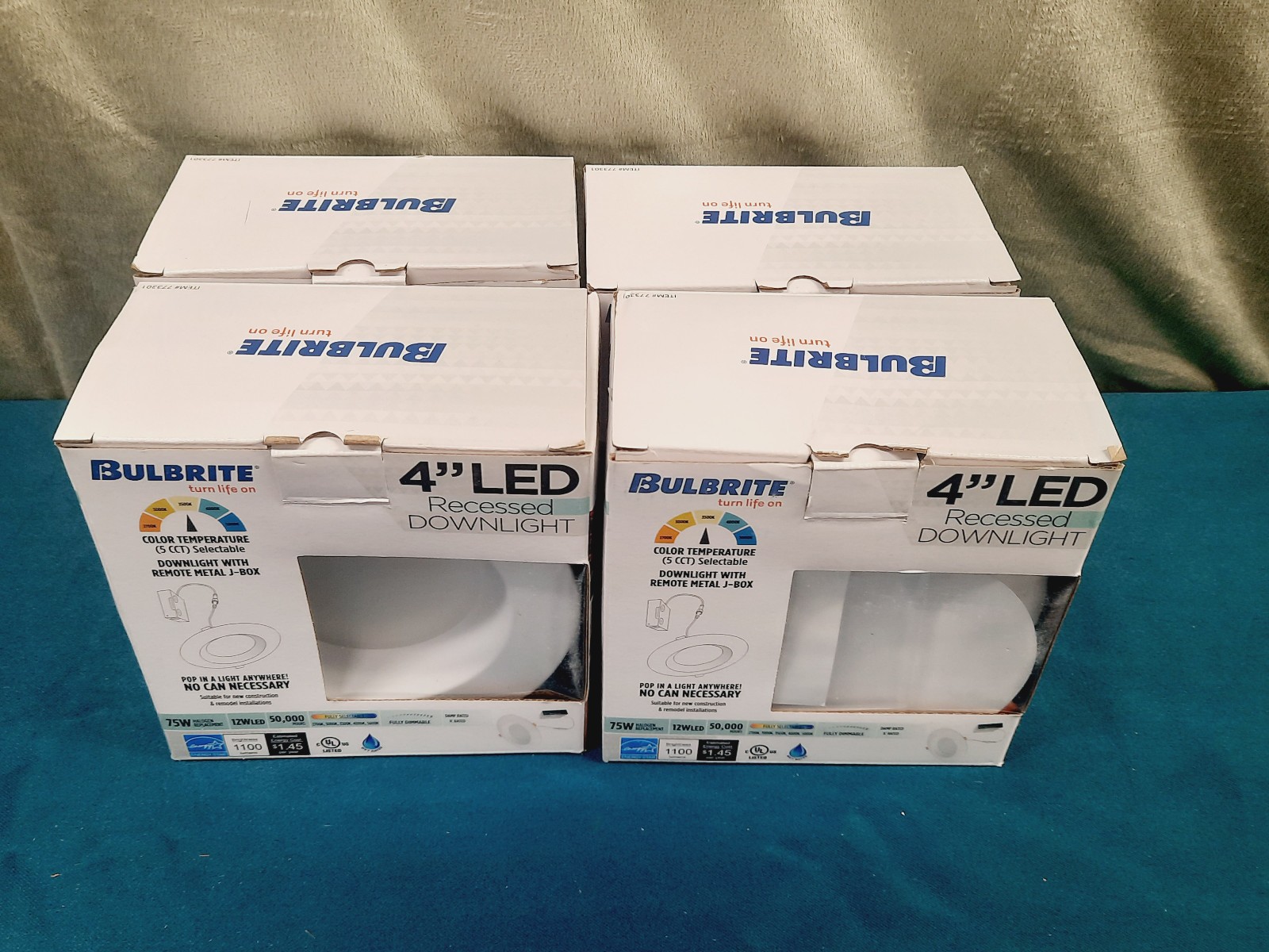 Bulbrite 75W, 12W, LED, 3500K, 4" Recessed Downlight - 4 Pack (Open Box) gallery
