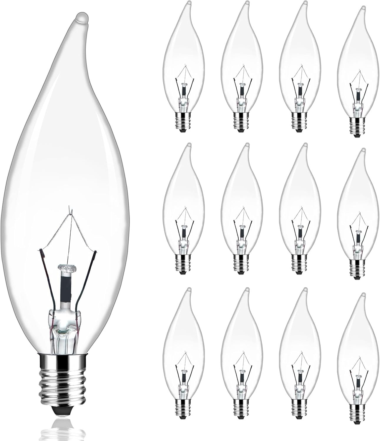 12-Pack E12 Candle Light Bulbs 40W Warm White, CA10 Dimmable Chandelier Light Bu gallery