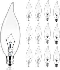 12-Pack E12 Candle Light Bulbs 40W Warm White, CA10 Dimmable Chandelier Light Bu
