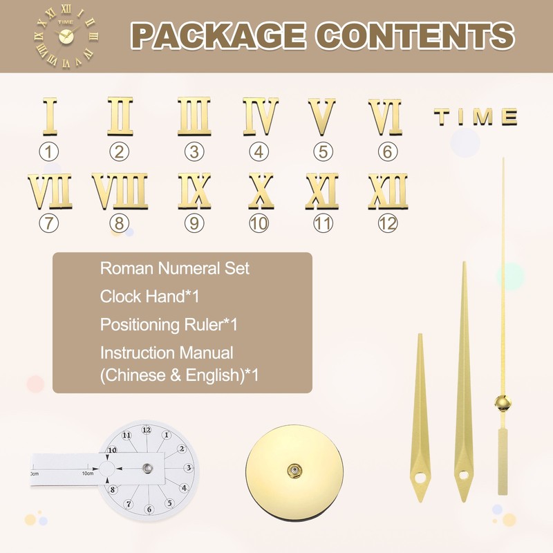 40-50cm Modern Frameless DIY Wall Clock Gold gallery