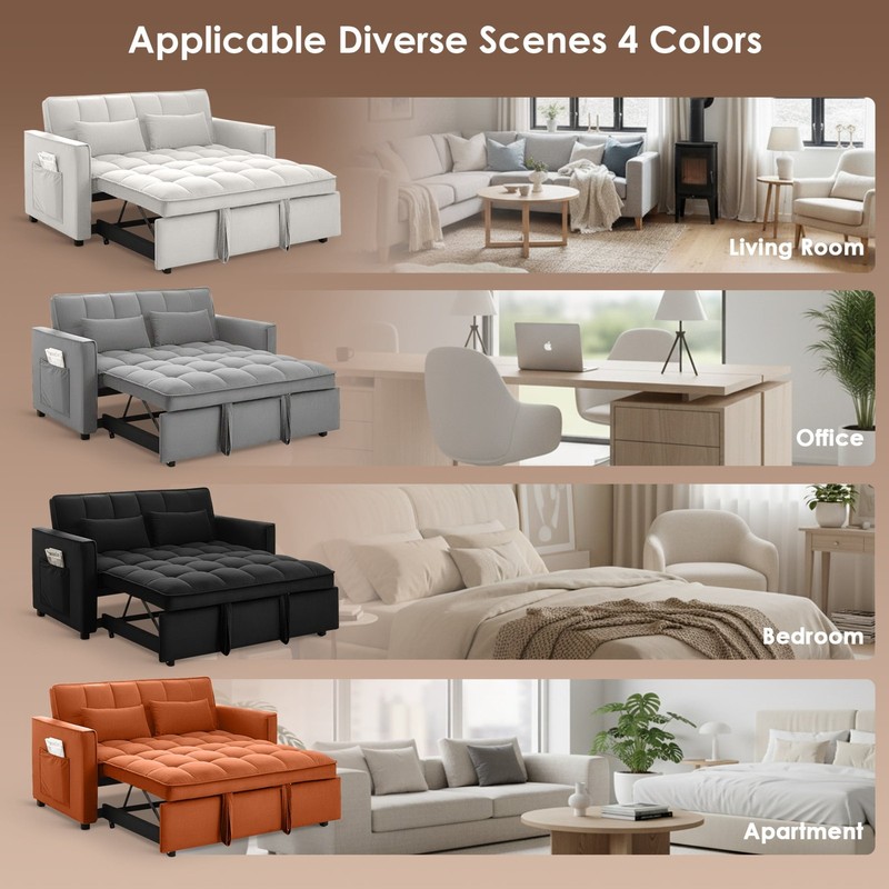 3 in 1 Sofa Bed Convertible Sleeper Sofa with Pull Out Bed Loveseat Couch gallery