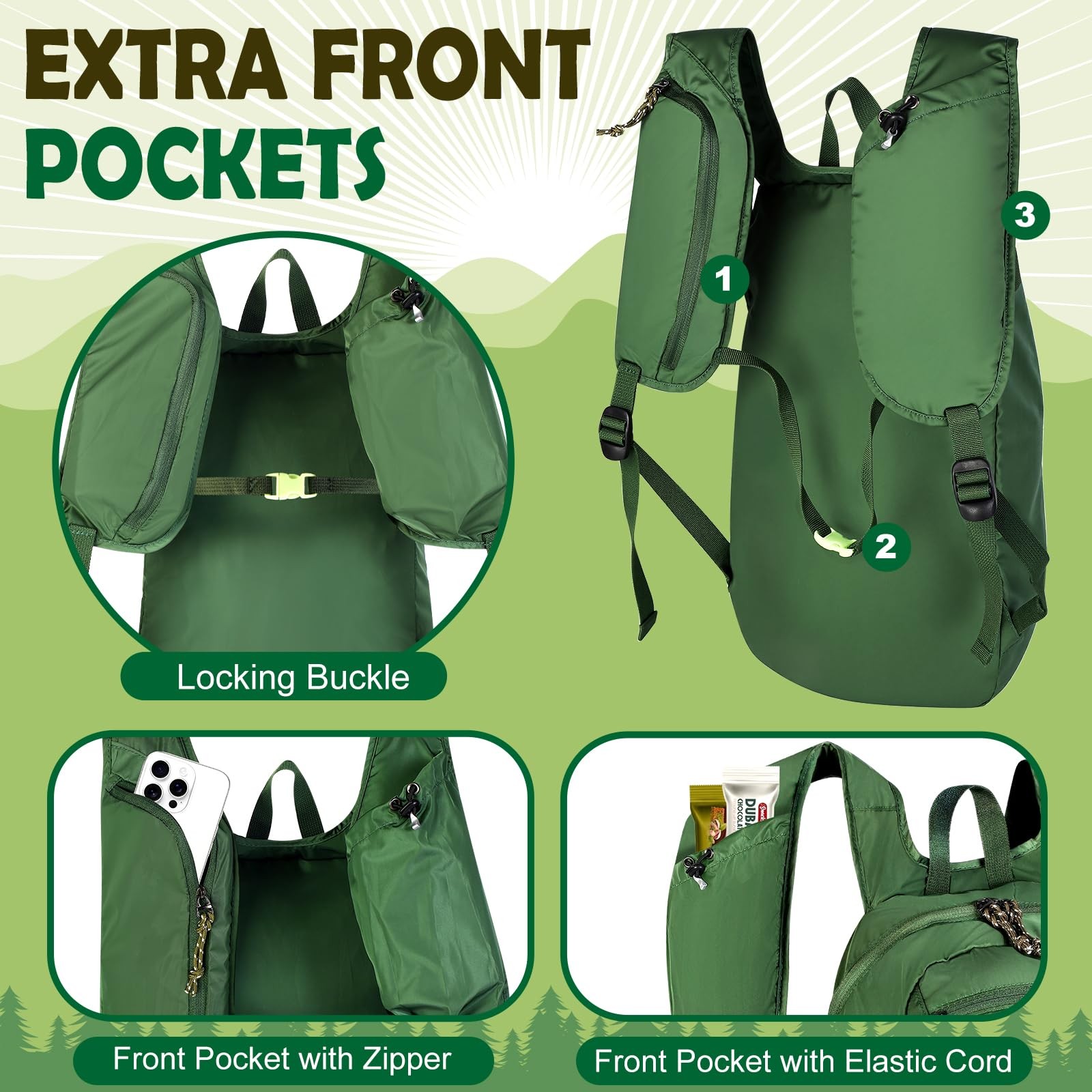 12L Ultralight  Thin Packable Daypack, Small Foldable Hiking Backpack Travel ... 2