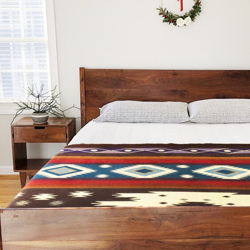 Extra Large Soft & Warm ALPACA Wool Blanket Andean Southwest Pattern 75x90 in gallery