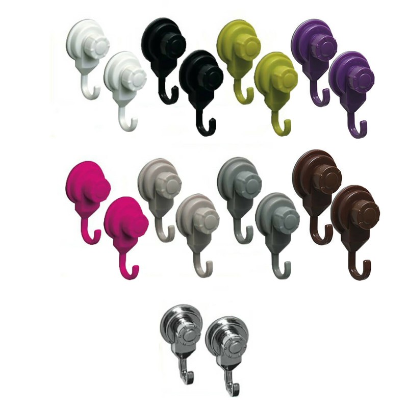 Strong Hold Vacuum Suction Cup Hooks Shower-Kitchen Walls Organizer Loofah Set 2 gallery