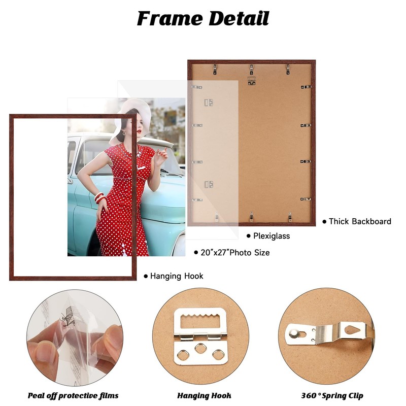 Dark Walnut 20x27 Picture Frame - Rustic Woodgrain Poster Photo Frame gallery