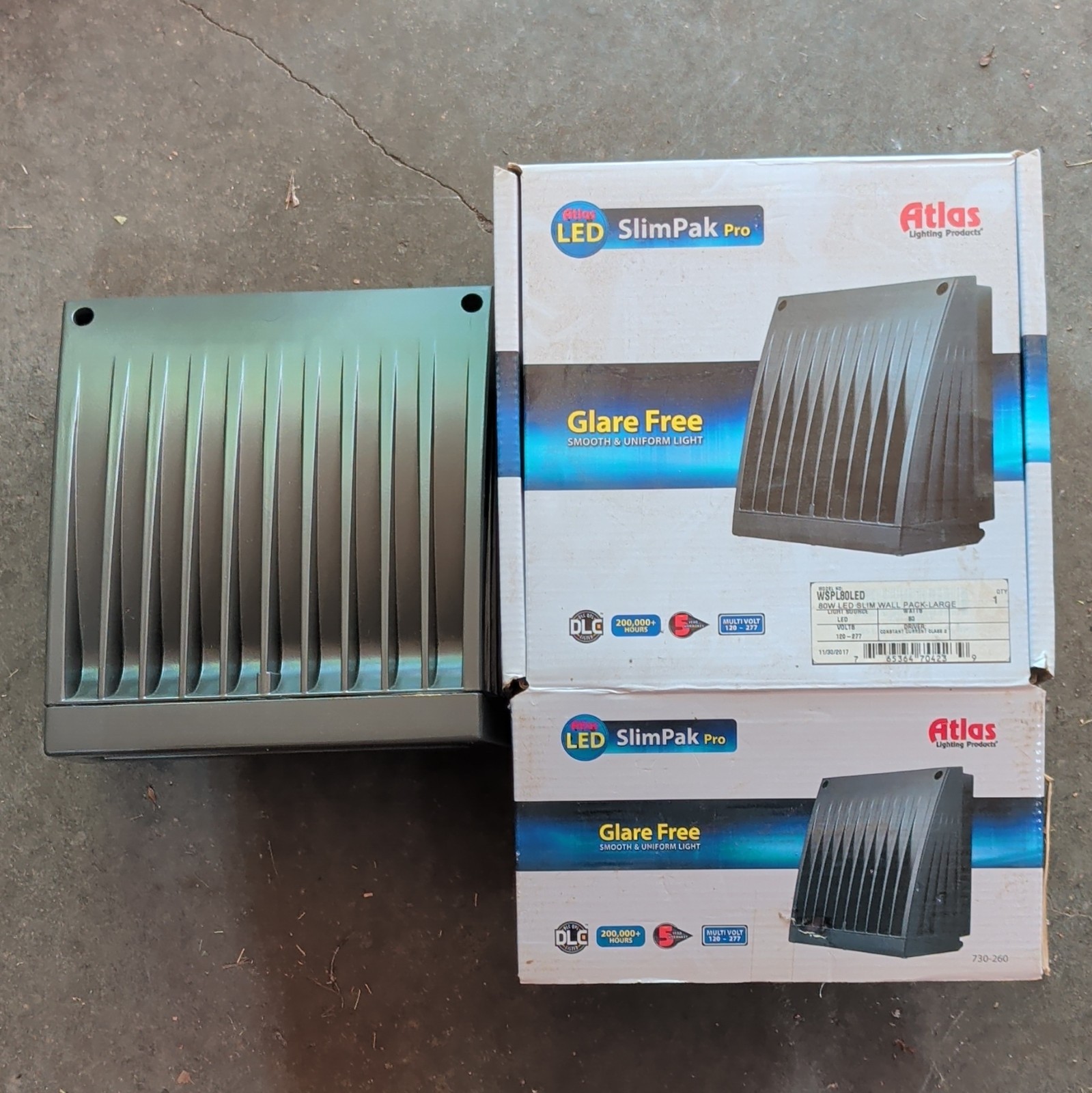 NIB Atlas SlimPak Pro LED Wall Pack Light WSPL80LED 80W 120-277V Gray gallery