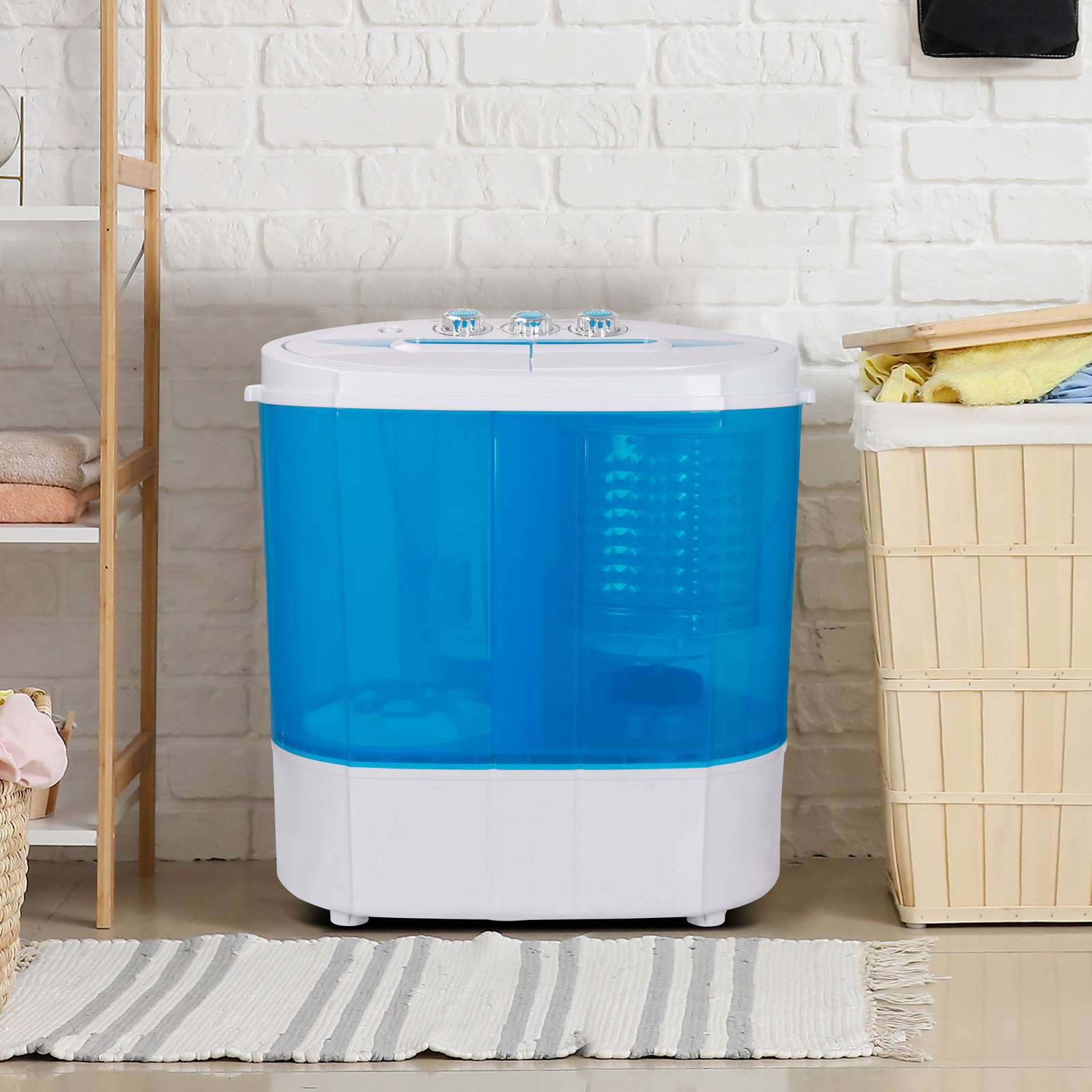 Portable Washing Machine 10lb Compact Washer Spin Dryer Twin Tub Laundry Machine gallery