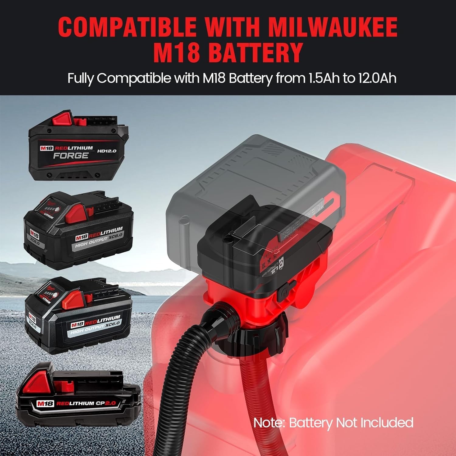 Fuel Transfer Pump for Milwaukee M18 Battery(Not Included) – Cordless 3.7 GPM gallery