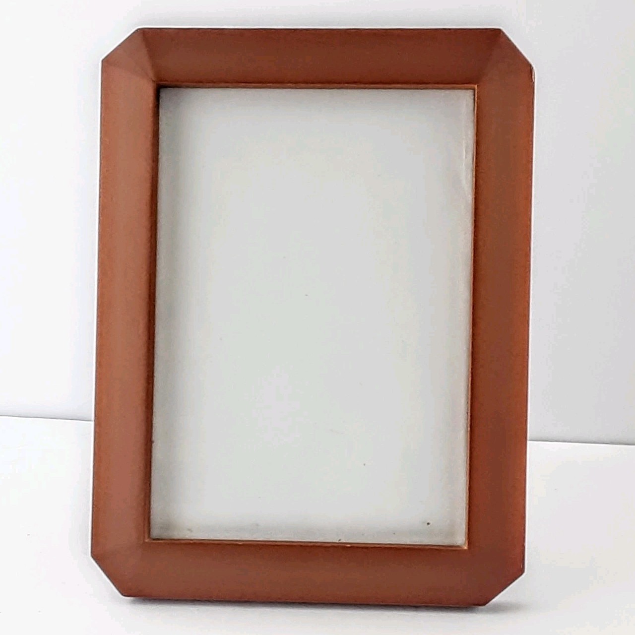 Teak Wood Picture Frame Angled Corners Holds 5x7 Photo Made In Thailand gallery