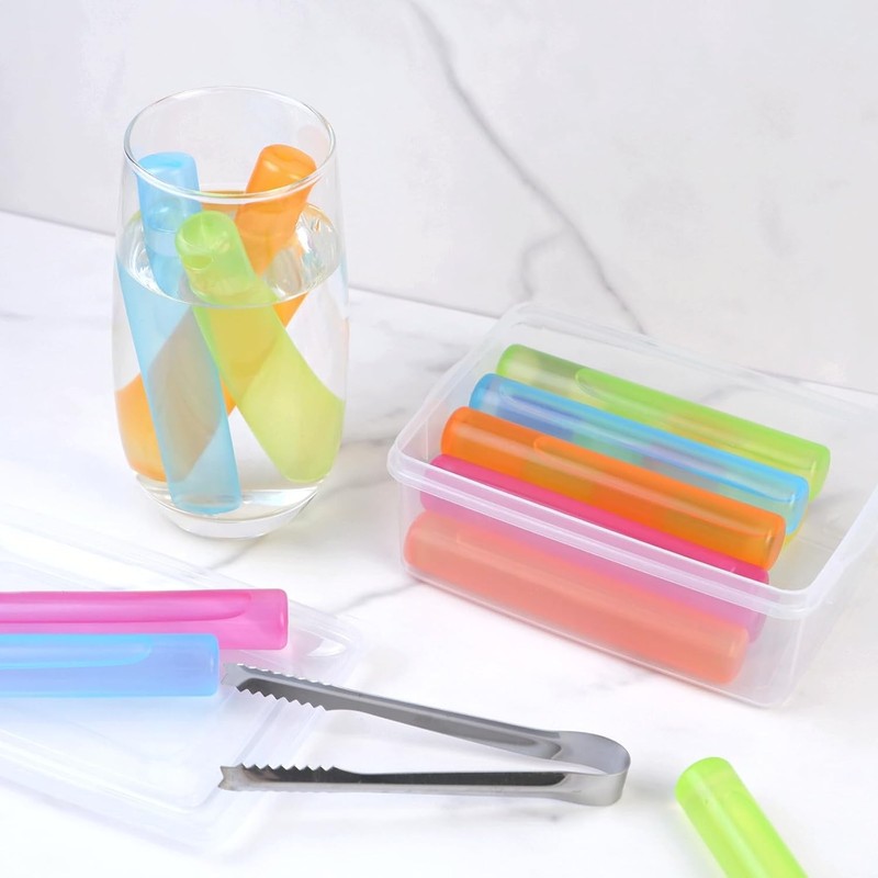 8Pack Reusable Ice Cubes with Lid Bin BPA Free Plastic Ice Sticks for Drinks gallery