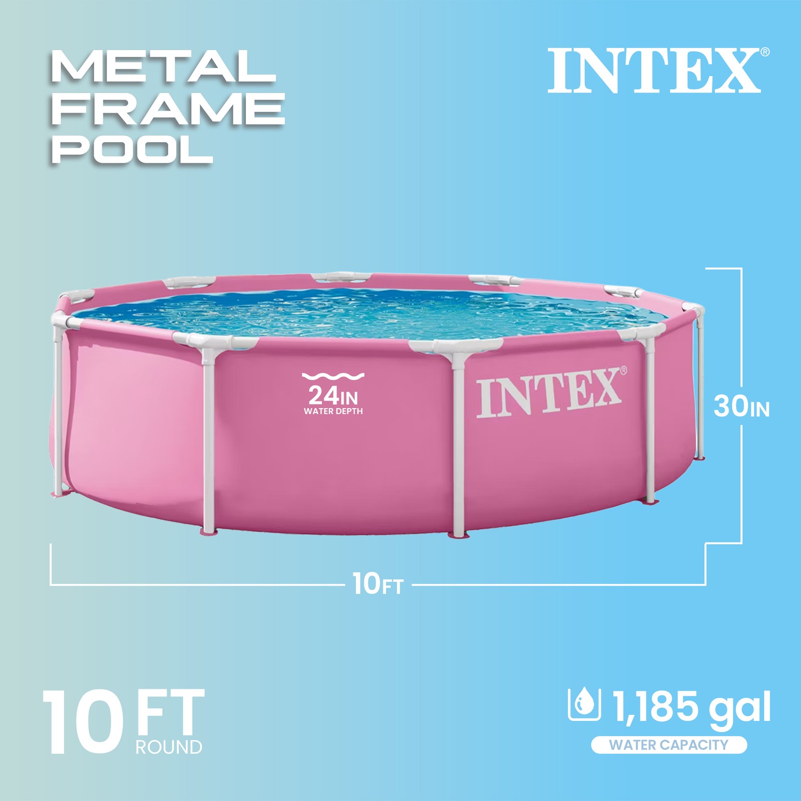 INTEX 10Ft X 30In Metal Frame Above Ground Swimming Pool, Pool Only (Open Box) gallery