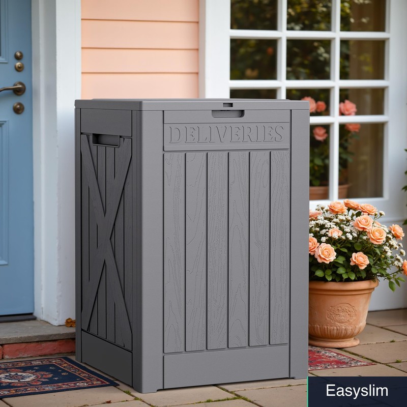 52 Gallon Lockable Package Delivery Box, Weatherproof Outdoor Storage, Gray gallery