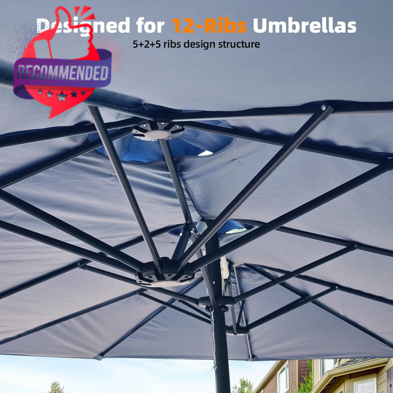 15ft Double-sided Umbrella Replacement Canopy Cover,12 Ribs Large Triple Parasol gallery