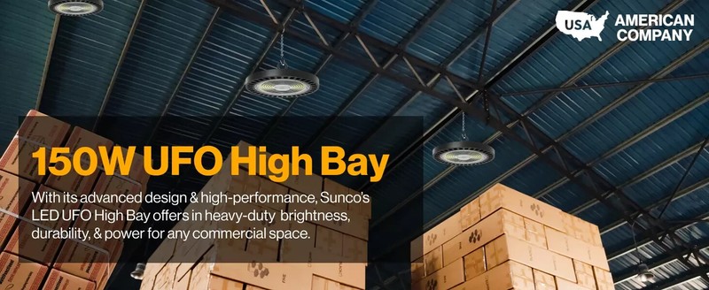 UFO LED High Bay Light 150W Dimmable Commercial Lighting Fixture, 21,000 Lumens gallery