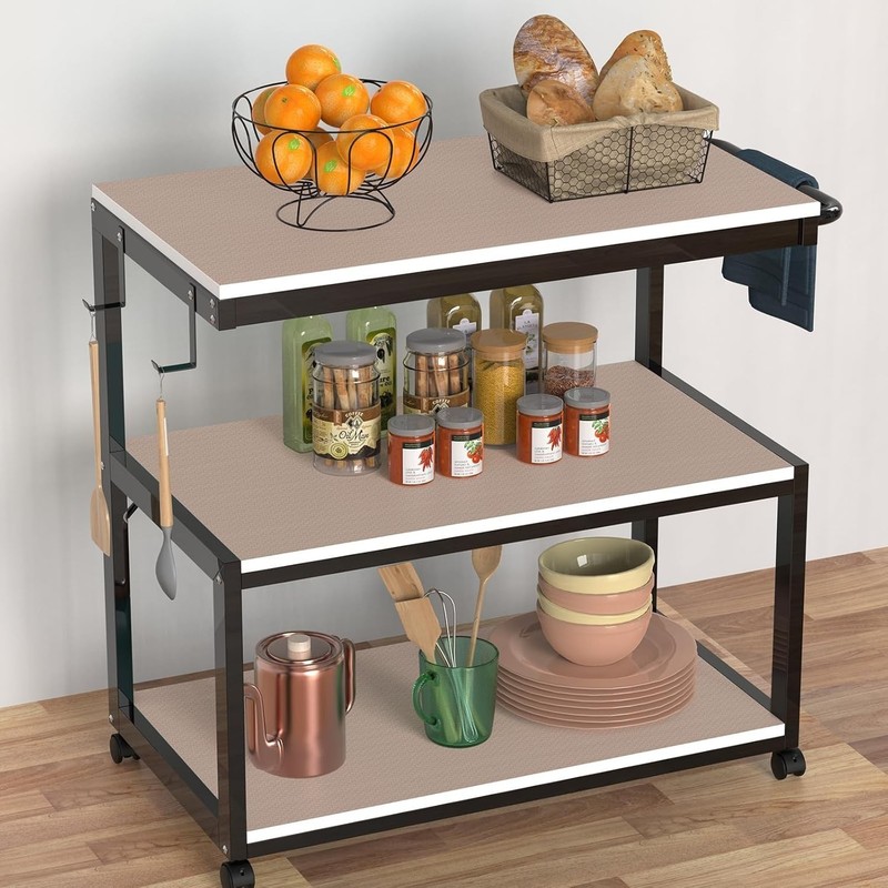 Beige Shelf Liners for Kitchen Cabinets Non Adhesive Drawer Liner for Bathroo... gallery
