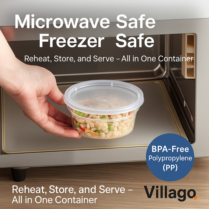 8 oz. Microwavable Translucent Plastic Deli Container and Lid Combo Pack gallery