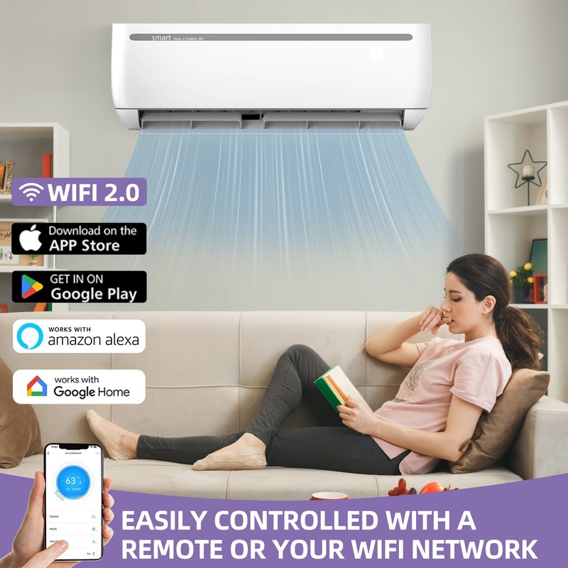 12000 BTU Mini Split Air Conditioner Heat Pump System Wifi Enabled 20 SEER2 115V gallery