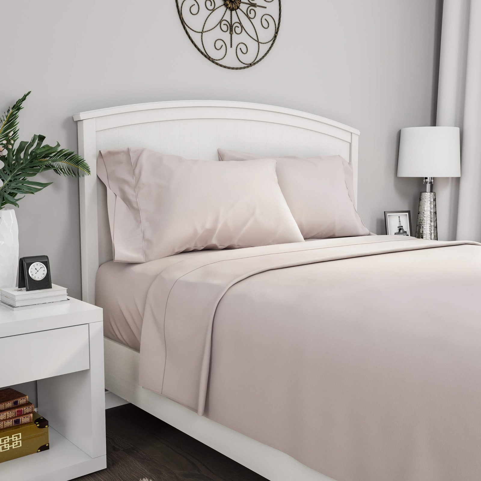 Lavish Home Brushed Microfiber Sheet Set- 3 Piece Bed Twin, Beige gallery