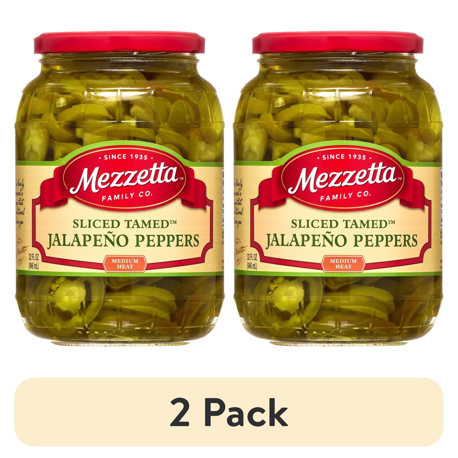 (2 pack) Mezzetta Sliced Tamed™ Jalapeño Peppers, 32 fl oz Jar gallery