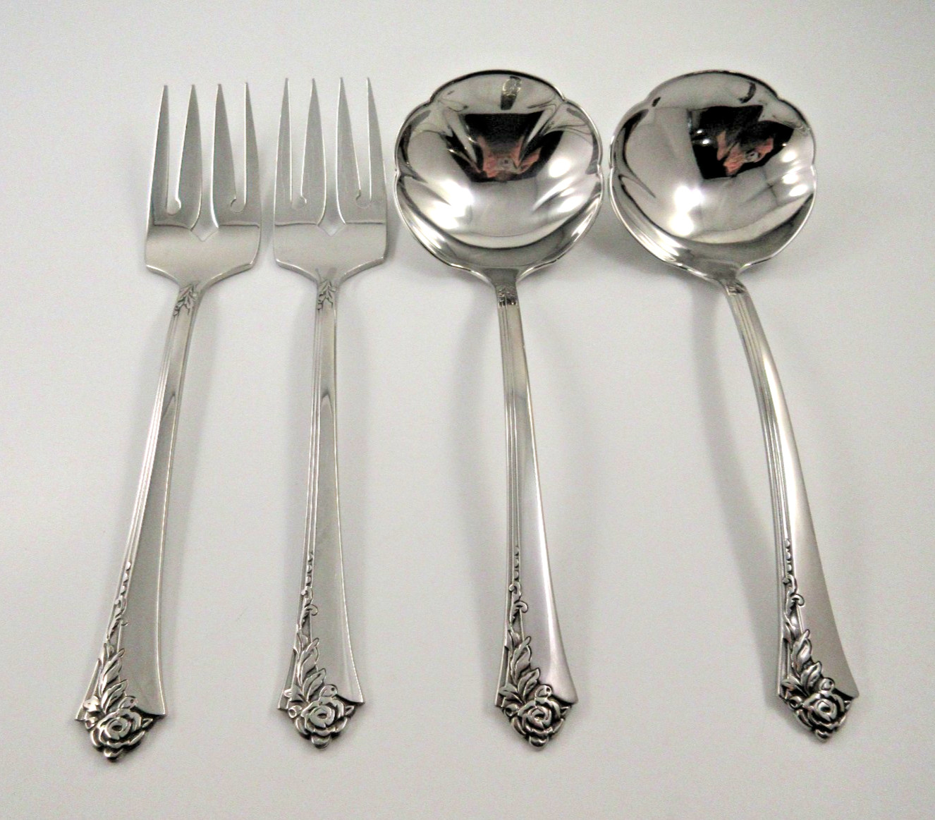 Oneida Heirloom DAMASK ROSE Serving Forks & Laqdles Stainless Steel Flatware gallery