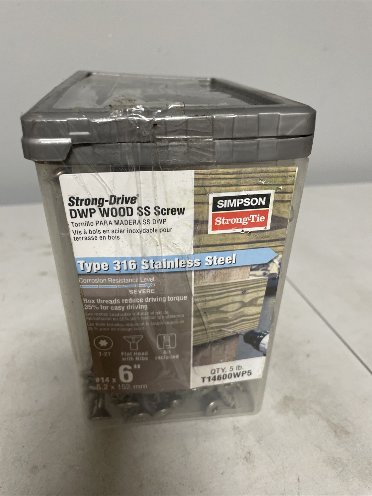 Simpson T14600WP5 Strong-Drive DWP WOOD SS Screw — #14 x 6 in. T-27, Flat Head, gallery