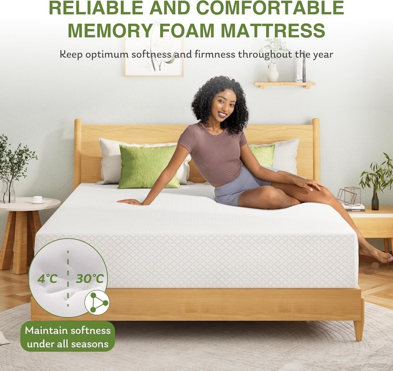 Queen Size 10” Memory Foam Mattress EGOHOME Medium Firm 80x60 Comfortable Sleep gallery
