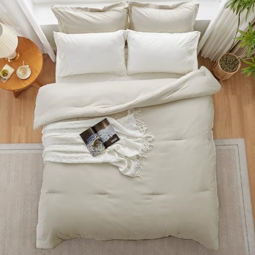 Beige Comforter Set Bedding Set, 7 Pieces Soft Bed in a Queen 02 Linen Beige gallery