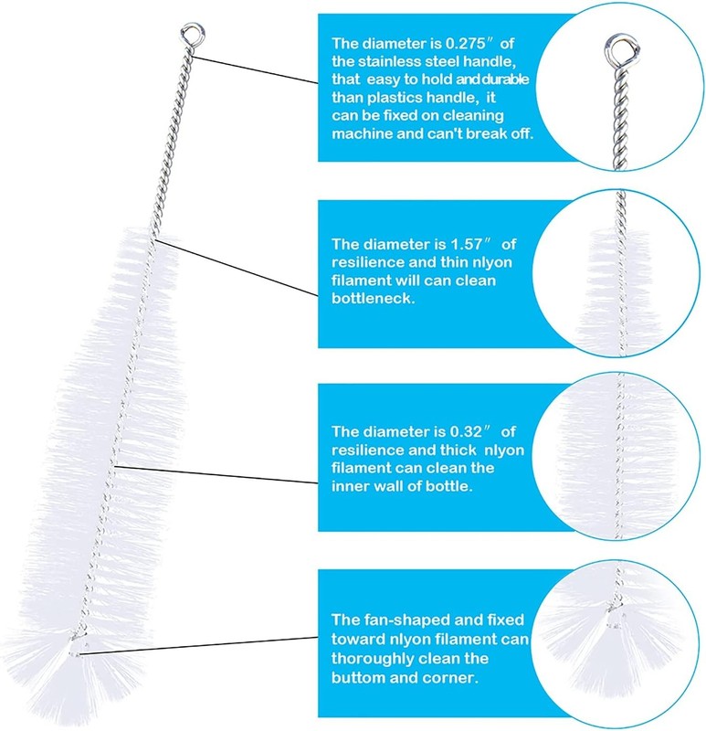 Bottle Brush - Ideal for Cleaning Narrow Neck Swing Top Glass, Brewing, Wine, gallery