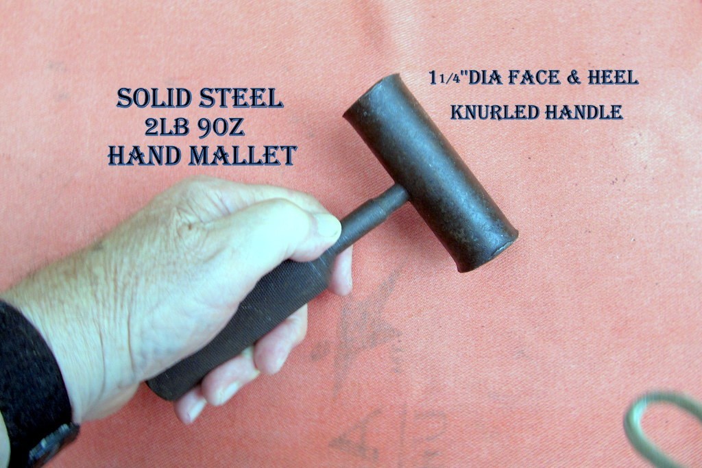 Shopmade Solid Steel 2lb 9oz Hammer/Mallet 5 1/2'' Knurled Handle 1 1/4'Dia Face gallery