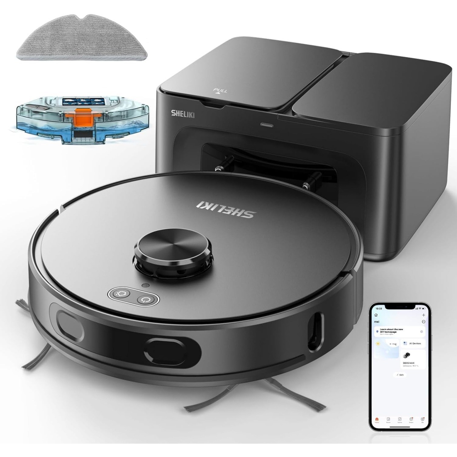 3-in-1 Robotic Vacuum Cleaner with 70-Day Self-Emptying,360° LiDAR Navigation gallery