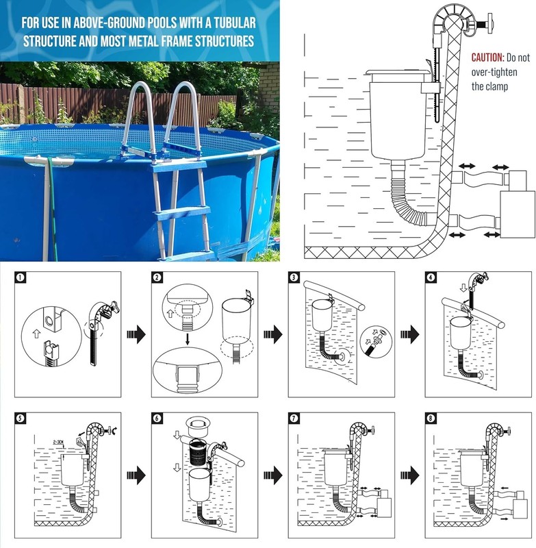 Above Ground Pool Skimmer with Automatic Debris Cleaning - Teal Color gallery