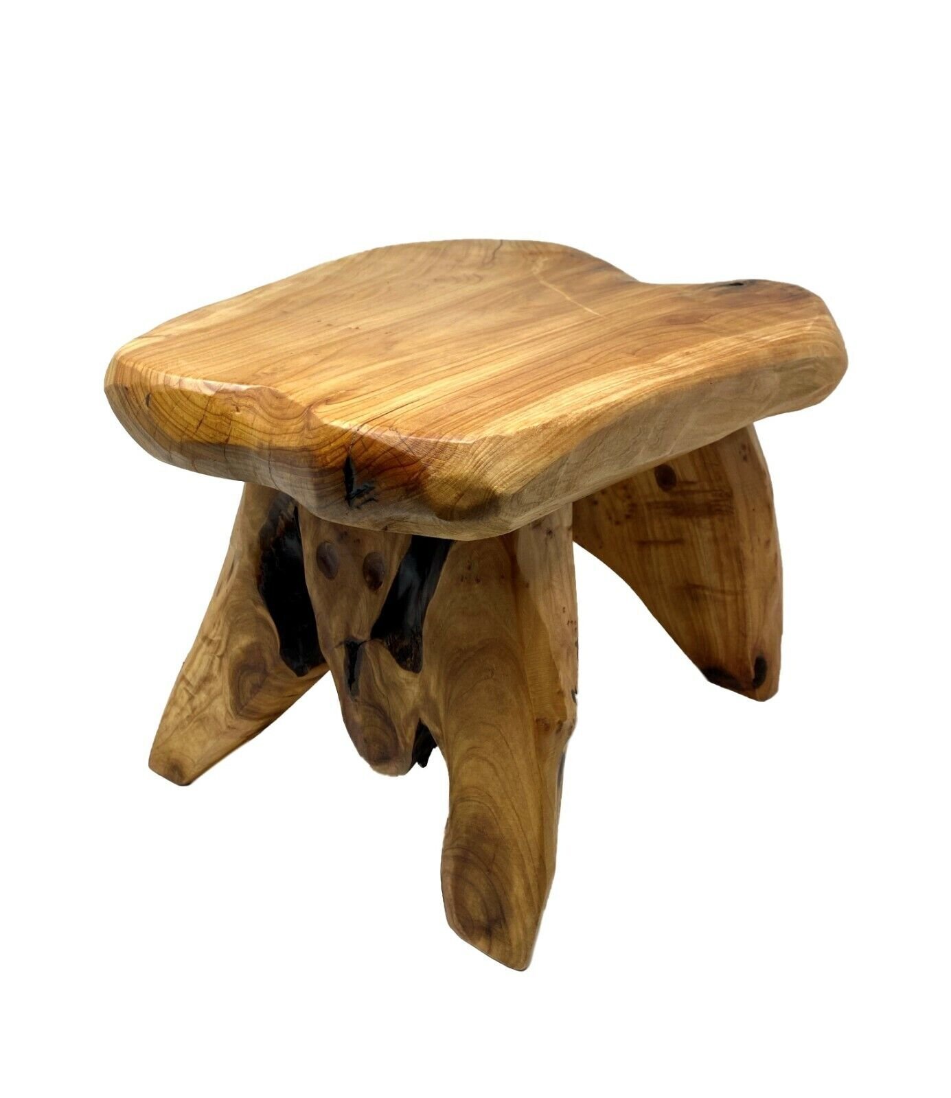 Natural Tree Stump Stool Live Edge Cedar Wood Plant Stand L13" x W11" x H9.5" gallery