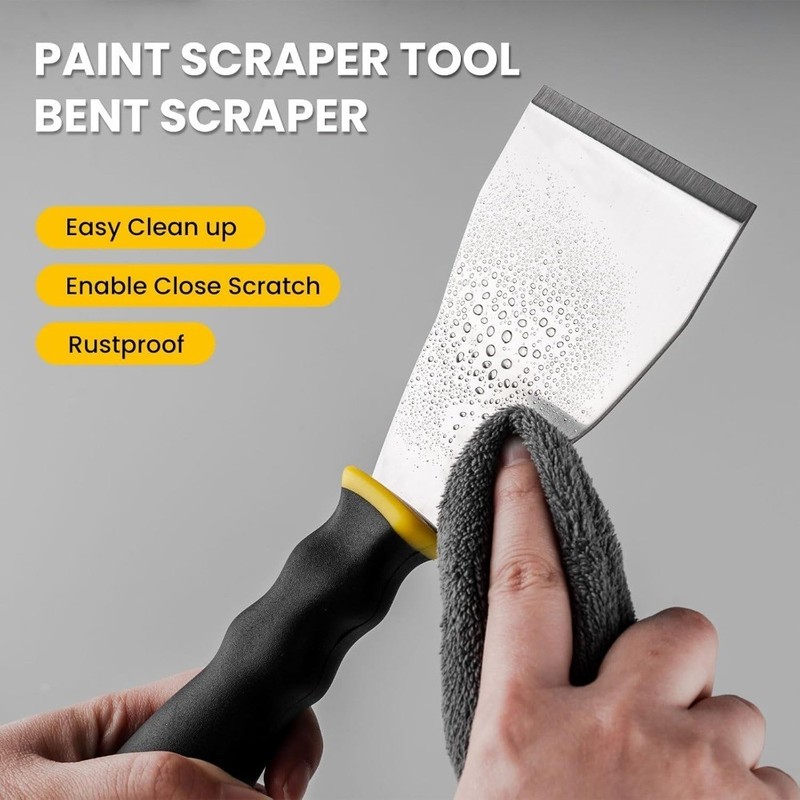 3" Bent Scraper, Heavy Duty Paint Scraper Tool with Pole Socket Hammer End, gallery